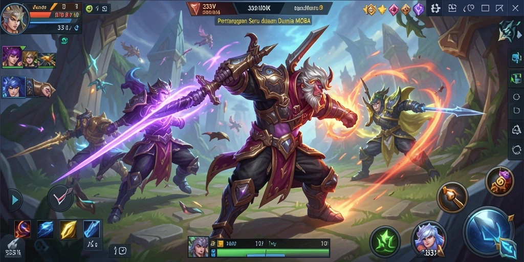 Tangkapan layar pertarungan seru di dalam game MOBA 333V.
