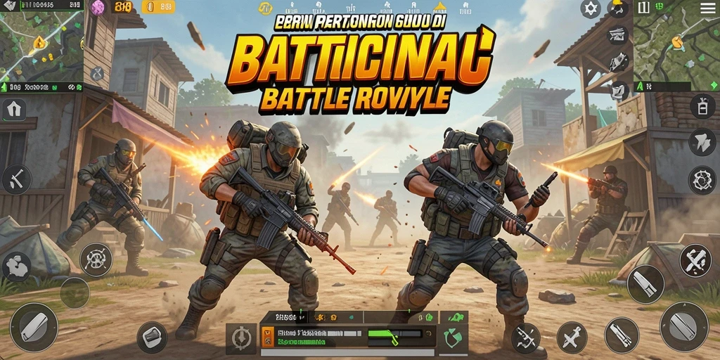Tampak dalam screenshot, aksi seru dengan pemain bertarung di arena luas E88.