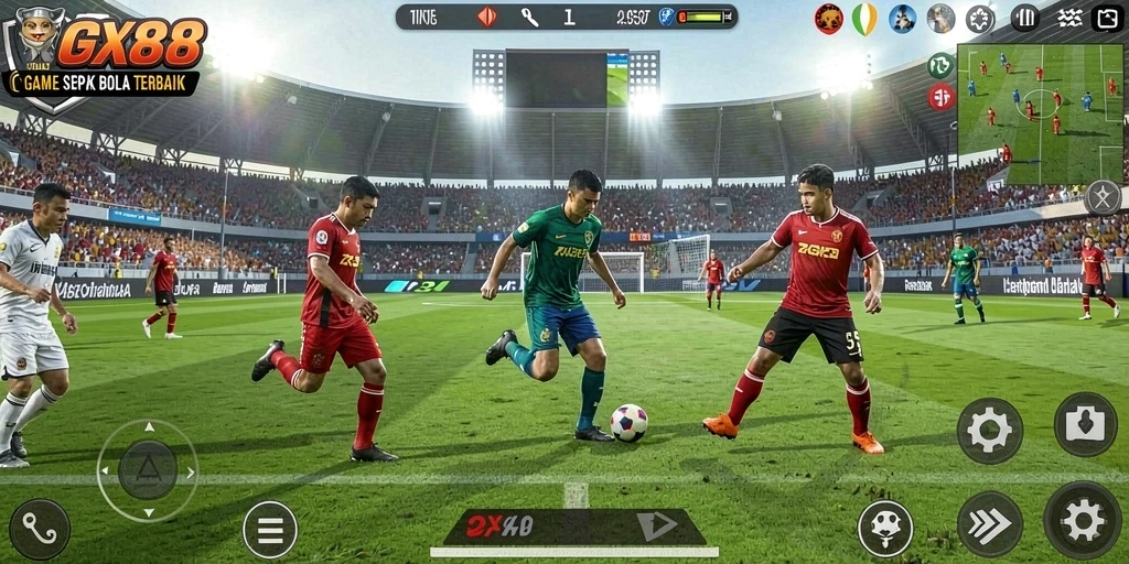 Gameplay mendebarkan dengan aksi sepak bola yang menakjubkan.
