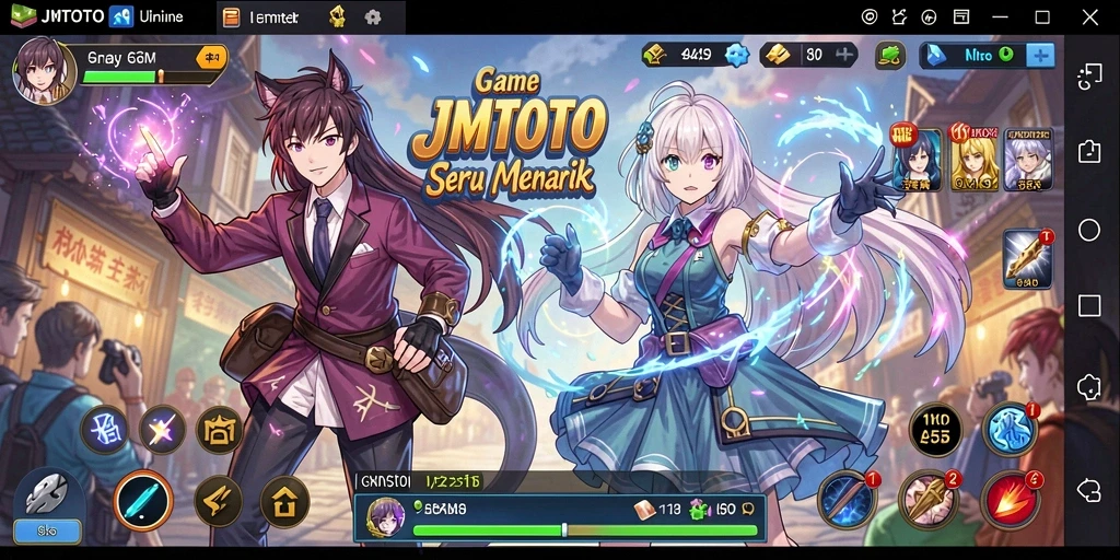 Screenshot utama JMTOTO menampilkan aksi karakter Anime yang seru.