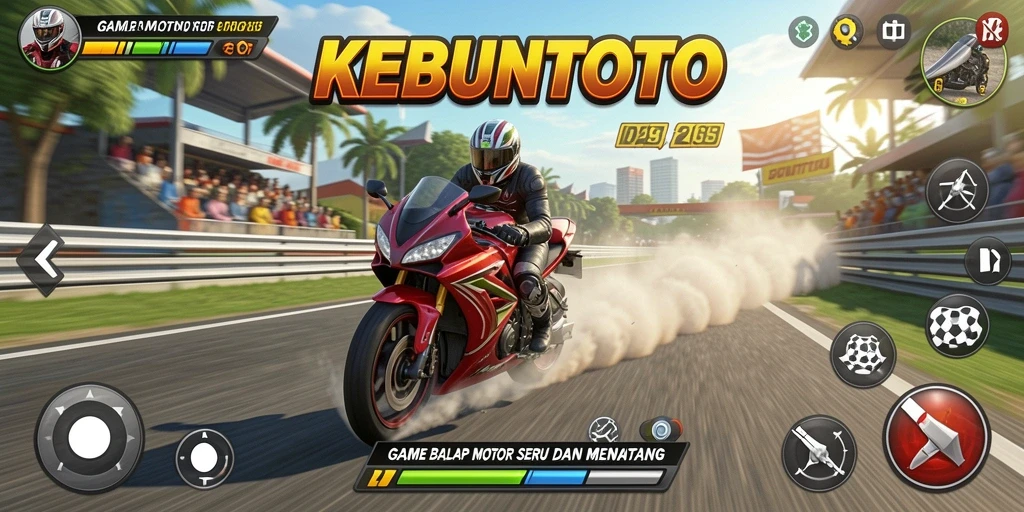 Gameplay KEBUNTOTO yang mendebarkan dengan balapan penuh aksi.