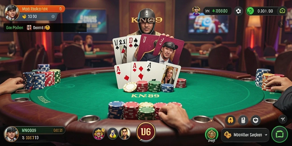 Screenshot gameplay KNO89 yang menampilkan suasana permainan Poker yang mendebarkan.