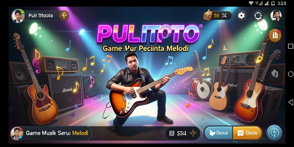 Tampilan gameplay seru PULITOTO dengan berbagai pilihan lagu musik.