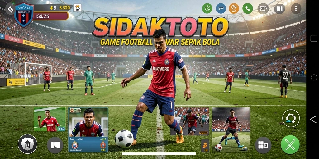 Tampilan gameplay seru di dalam <strong>SIDAKTOTO</strong> dengan aksi sepak bola yang mendebarkan.