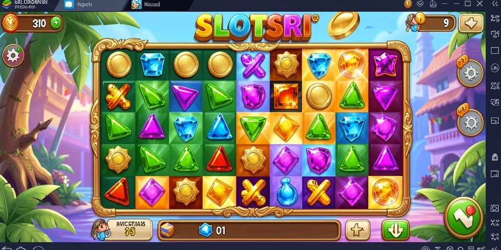 Tampilan gameplay SLOTSRI yang menampilkan tantangan Match-3 yang seru.