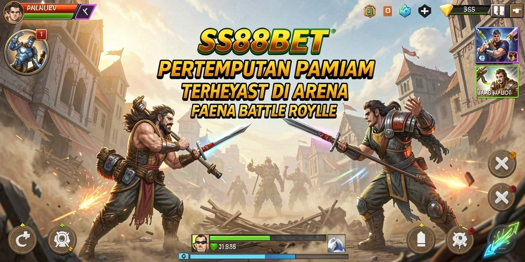 Screenshot gameplay seru dalam pertempuran Battle Royale.